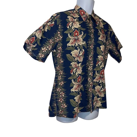 Vintage Retro Cooke Street Hawaiian Shirt Mens M Plumeria Aloha Vacation Blue - Picture 4 of 10